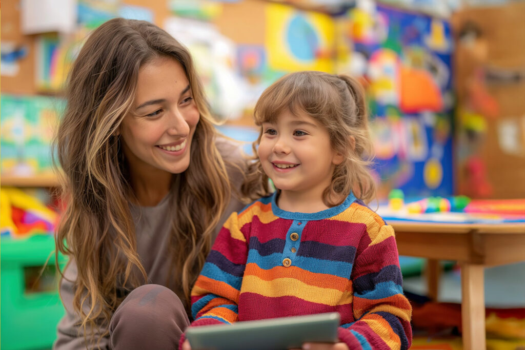 Eine Frau und ein Kind als Symbolbild für die Berufsgruppe Kita Assistenz