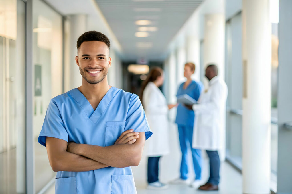 Ein Mann als Symbolbild für die Berufsgruppe Pflegehelfer:in